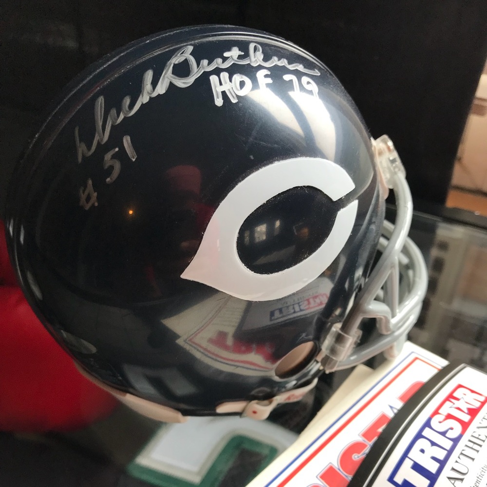 Signed Dick Butkus mini helmet with COA